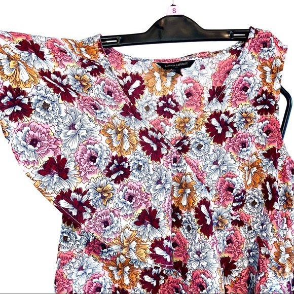 Banana Republic One Shoulder Ruffle Sleeve Floral Blouse Size Small - Picture 3 of 6